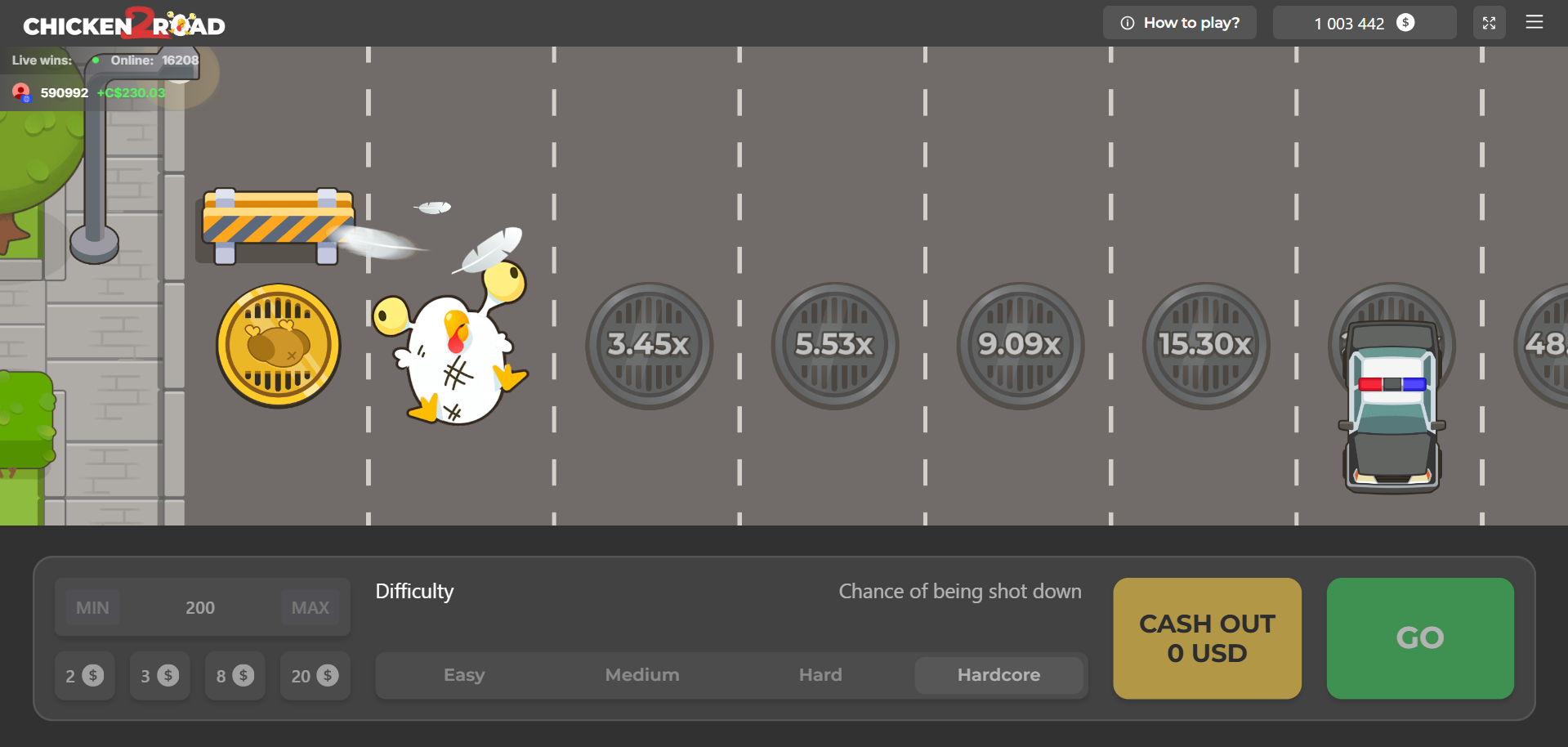 Chicken Road 2 chicken hit - round lost